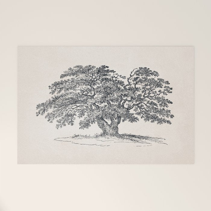 Wide Oak Tree Sketch Welcome Mat Gallery Image 1