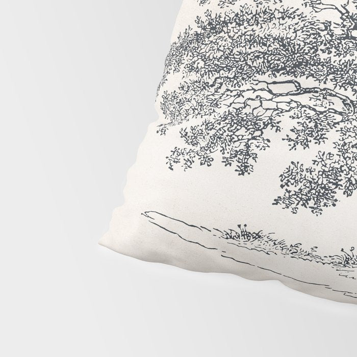 Wide Oak Tree Sketch Pillow Sham Gallery Image 4