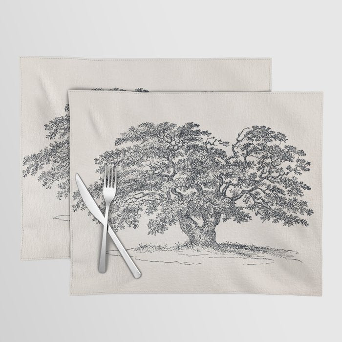 Wide Oak Tree Sketch Placemat Gallery Image 1