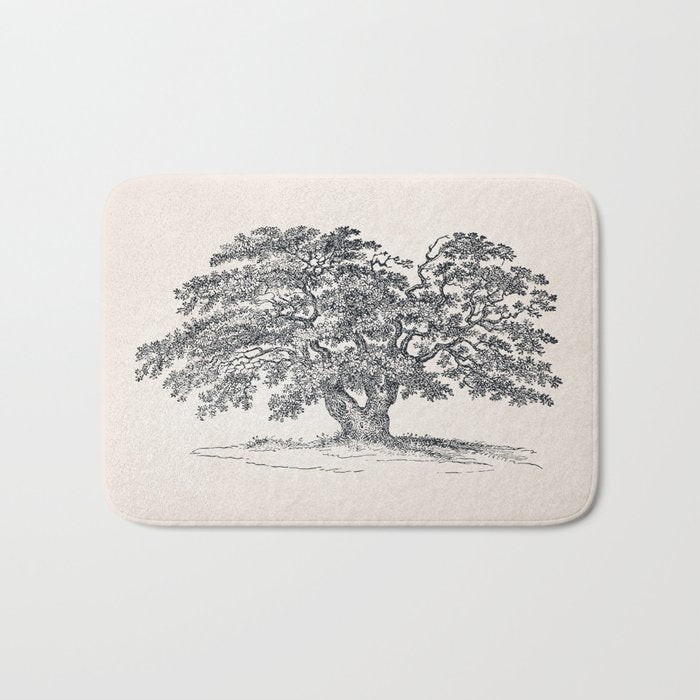 Wide Oak Tree Sketch Bath Mat Gallery Image 1
