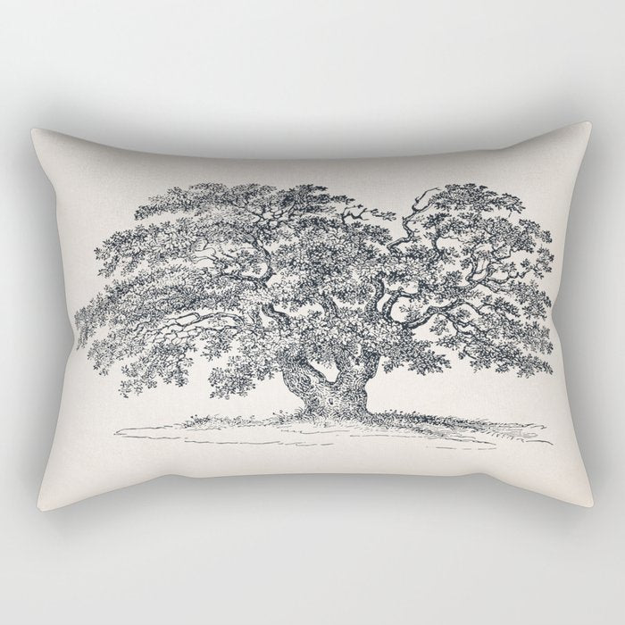 Wide Oak Tree Sketch Rectangular Pillow Gallery Image 2