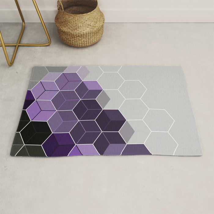 PURPLE GRAY GEOMETRIC COMPOSITION 6 Rug Gallery Image 1