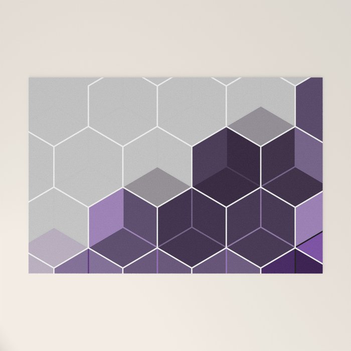 PURPLE GRAY GEOMETRIC COMPOSITION 6 Welcome Mat Gallery Image 1