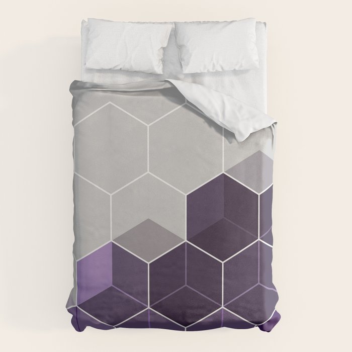 PURPLE GRAY GEOMETRIC COMPOSITION 6 Duvet Cover Gallery Image 1