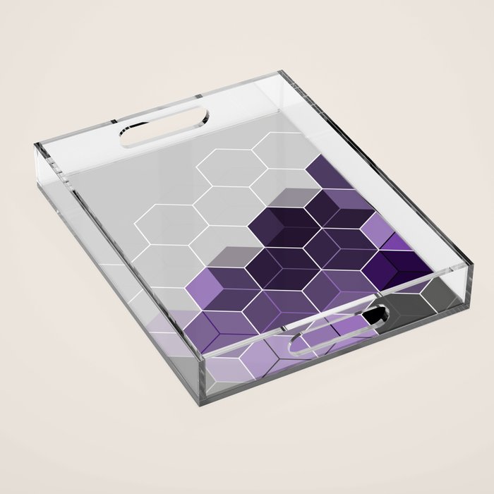 PURPLE GRAY GEOMETRIC COMPOSITION 6 Acrylic Tray Gallery Image 1