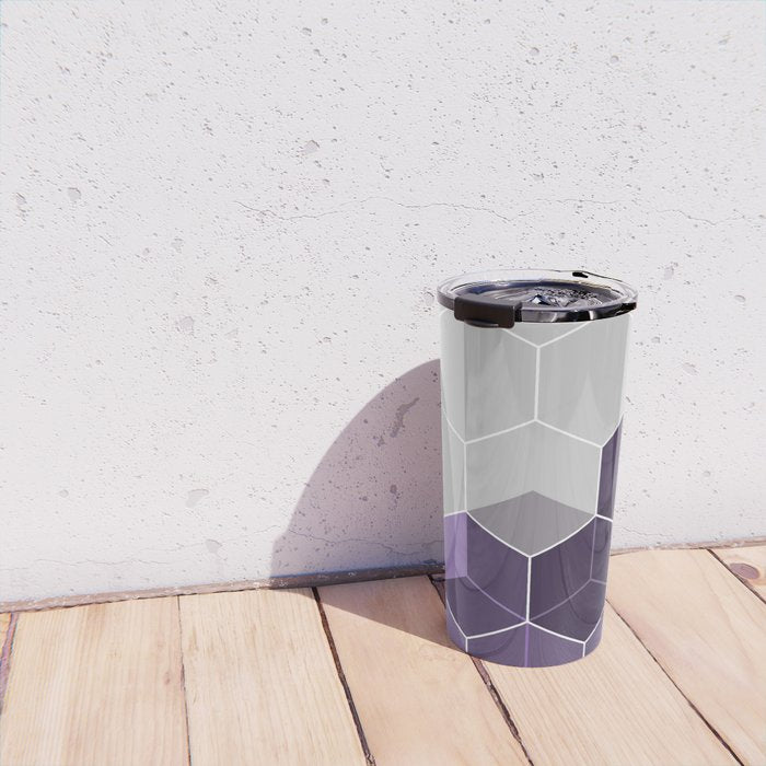 PURPLE GRAY GEOMETRIC COMPOSITION 6 Travel Mug Gallery Image 4