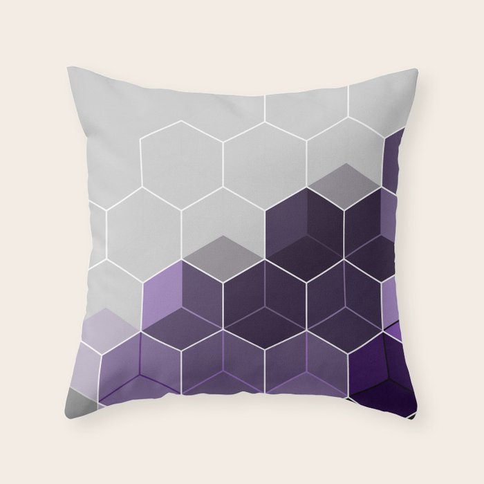 PURPLE GRAY GEOMETRIC COMPOSITION 6 Throw Pillow Gallery Image 1