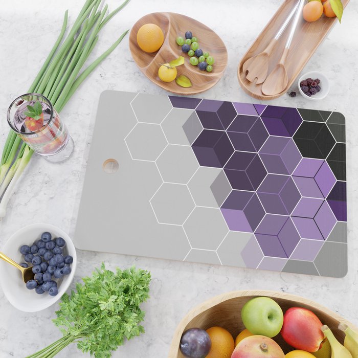 PURPLE GRAY GEOMETRIC COMPOSITION 6 Cutting Board Gallery Image 2