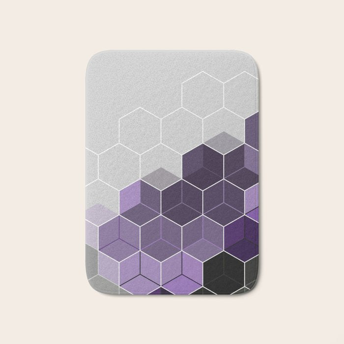 PURPLE GRAY GEOMETRIC COMPOSITION 6 Bath Mat Gallery Image 1
