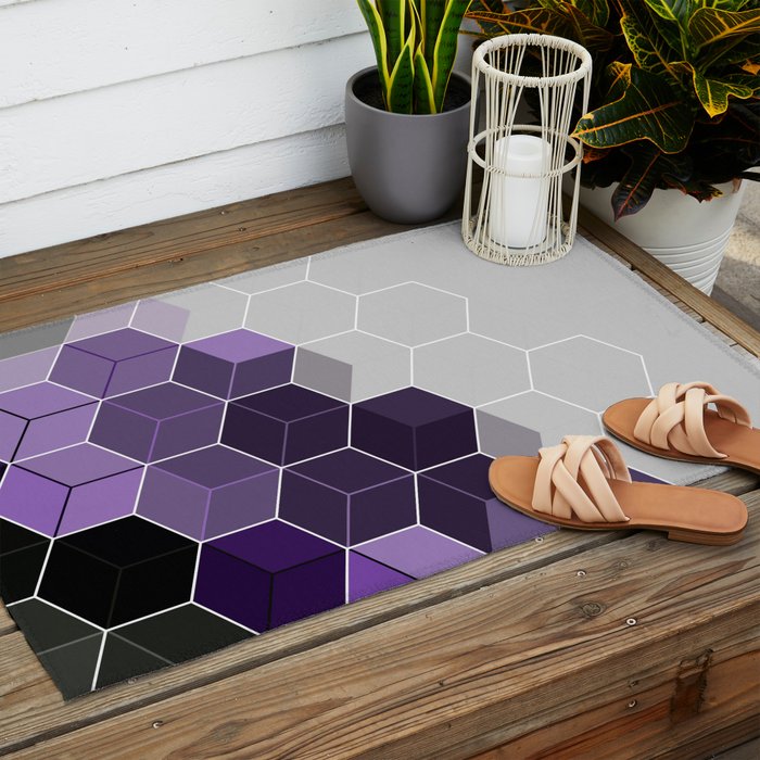PURPLE GRAY GEOMETRIC COMPOSITION 6 Outdoor Rug Gallery Image 2