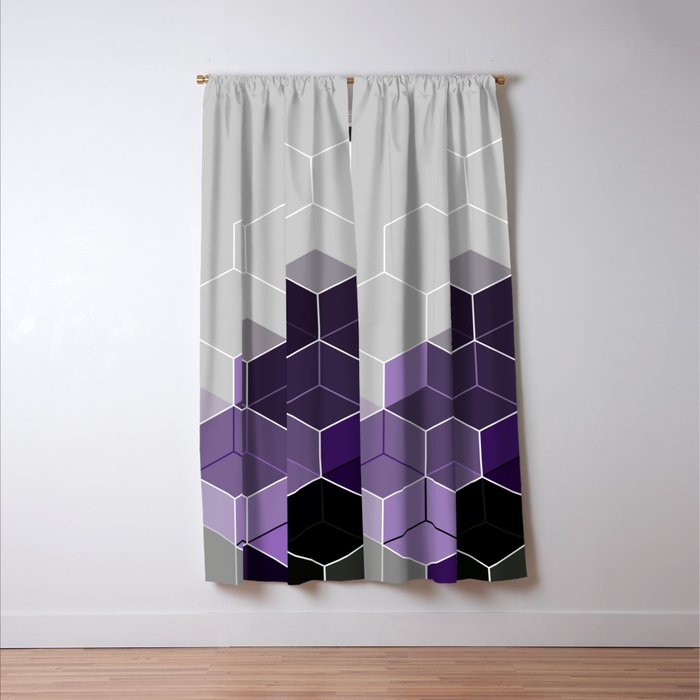 PURPLE GRAY GEOMETRIC COMPOSITION 6 Window Curtain Gallery Image 3