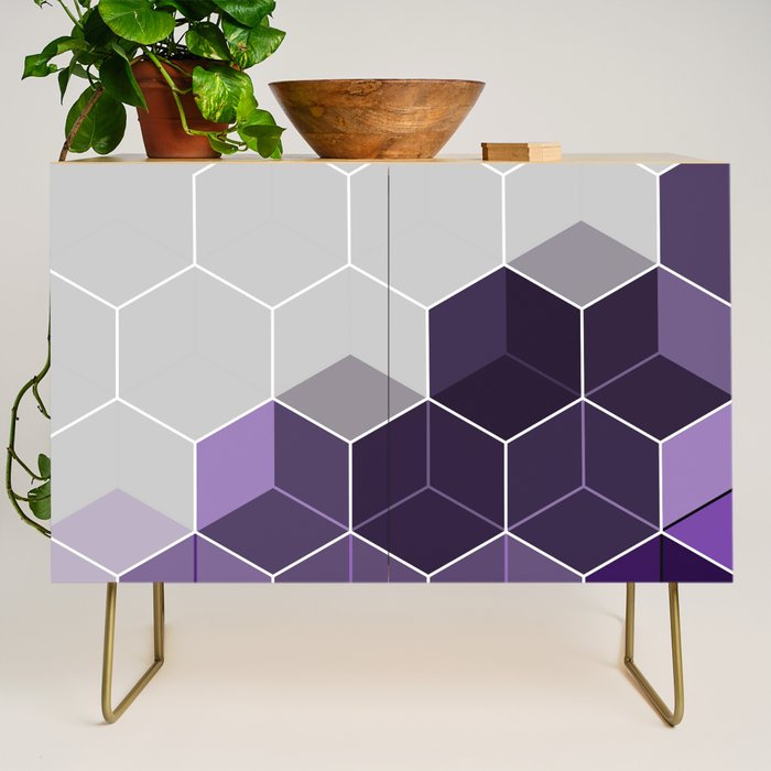 PURPLE GRAY GEOMETRIC COMPOSITION 6 Credenza Gallery Image 1