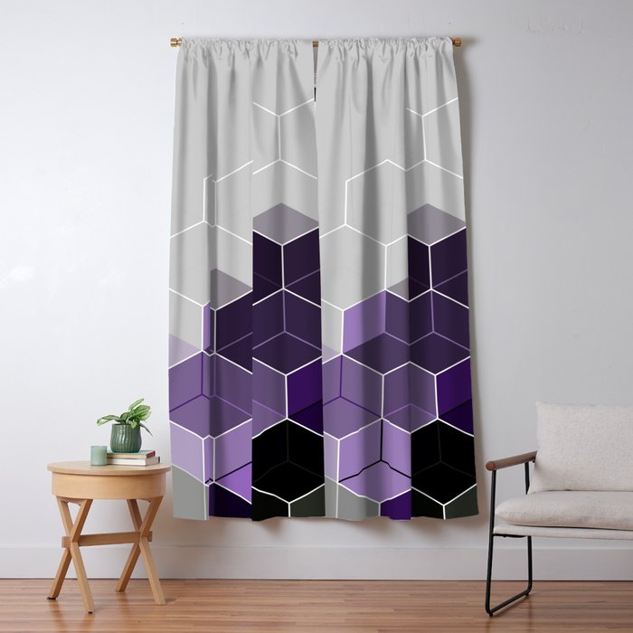 PURPLE GRAY GEOMETRIC COMPOSITION 6 Window Curtain Gallery Image 5