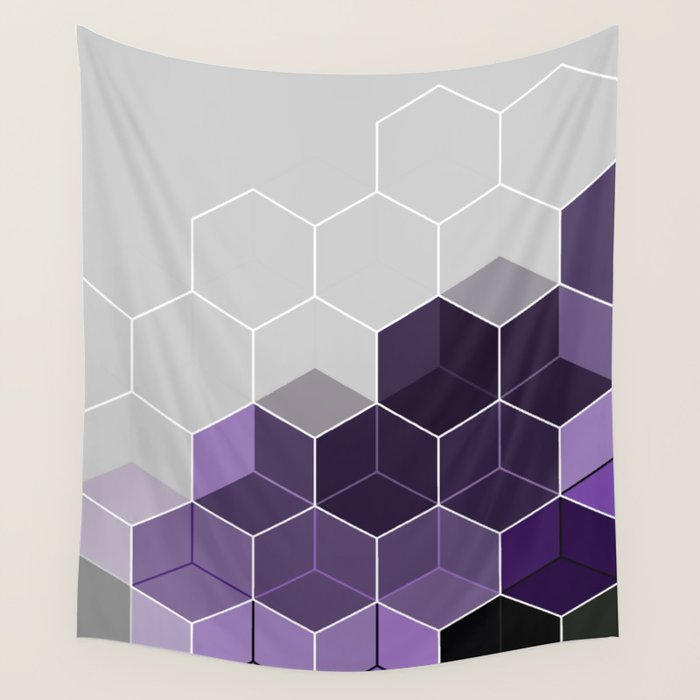 PURPLE GRAY GEOMETRIC COMPOSITION 6 Wall Tapestry Gallery Image 1