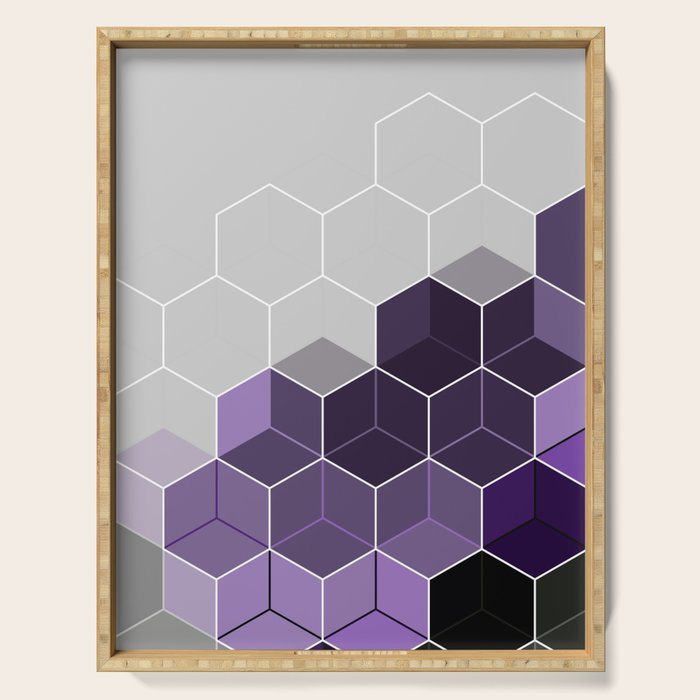 PURPLE GRAY GEOMETRIC COMPOSITION 6 Serving Tray Gallery Image 1