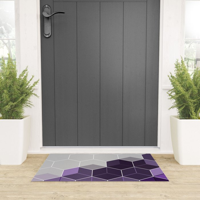PURPLE GRAY GEOMETRIC COMPOSITION 6 Welcome Mat Gallery Image 3