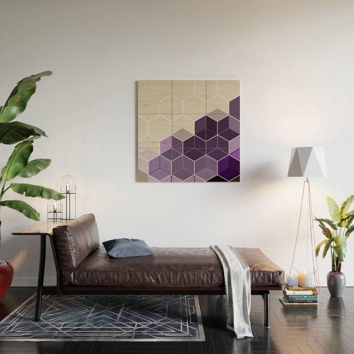 PURPLE GRAY GEOMETRIC COMPOSITION 6 Wood Wall Art Gallery Image 2