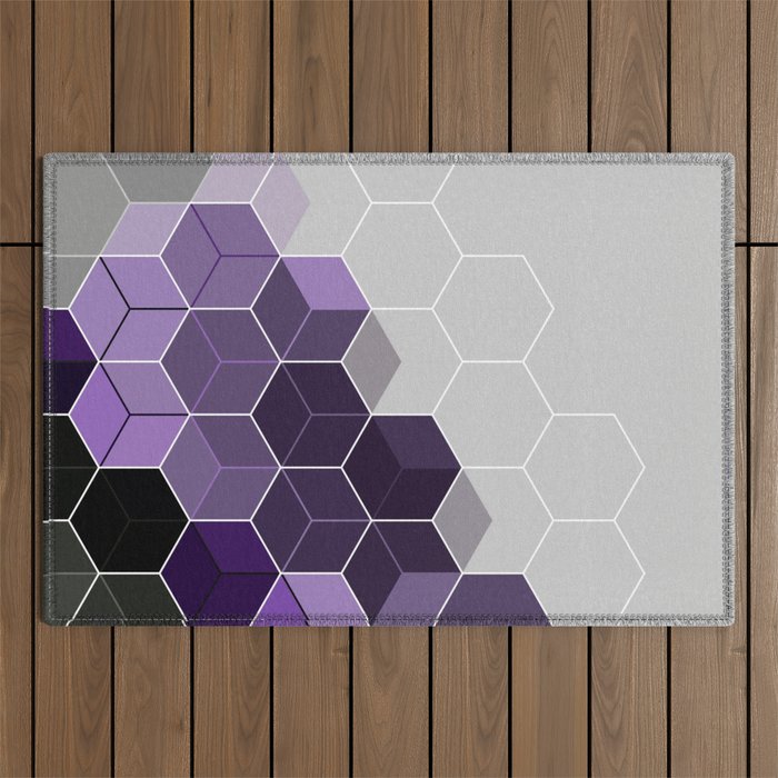 PURPLE GRAY GEOMETRIC COMPOSITION 6 Outdoor Rug Gallery Image 1