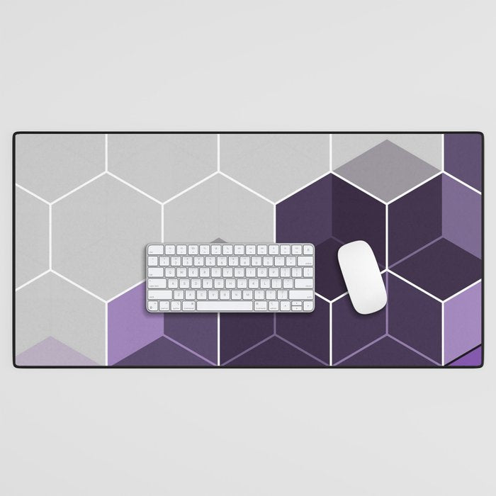 PURPLE GRAY GEOMETRIC COMPOSITION 6 Desk Mat Gallery Image 1
