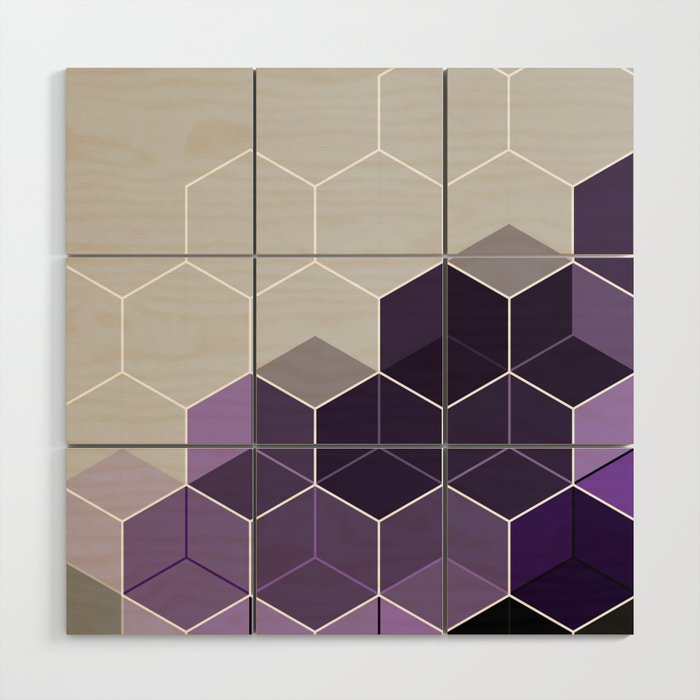 PURPLE GRAY GEOMETRIC COMPOSITION 6 Wood Wall Art Gallery Image 1