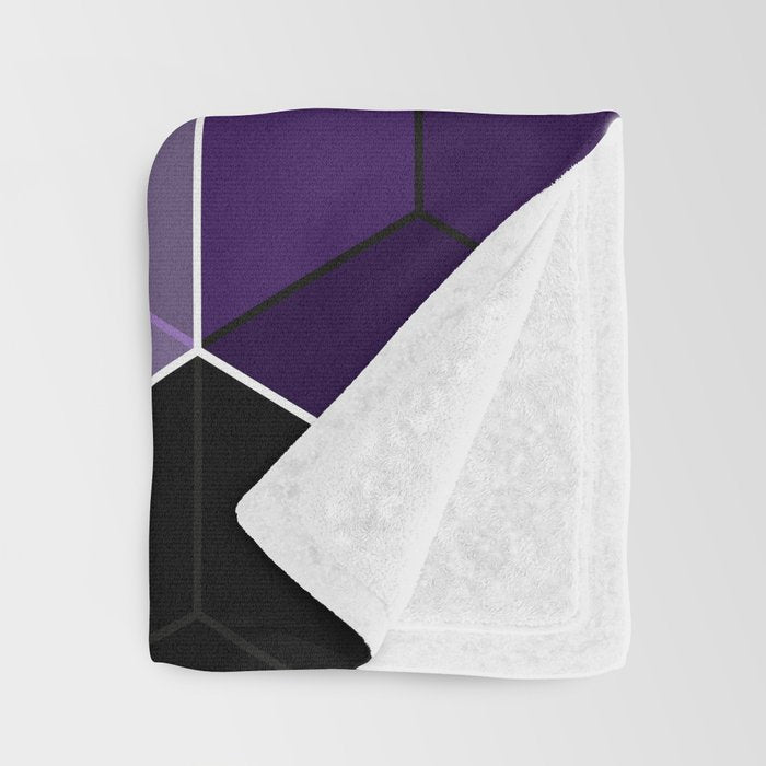 PURPLE GRAY GEOMETRIC COMPOSITION 6 Throw Blanket Gallery Image 3