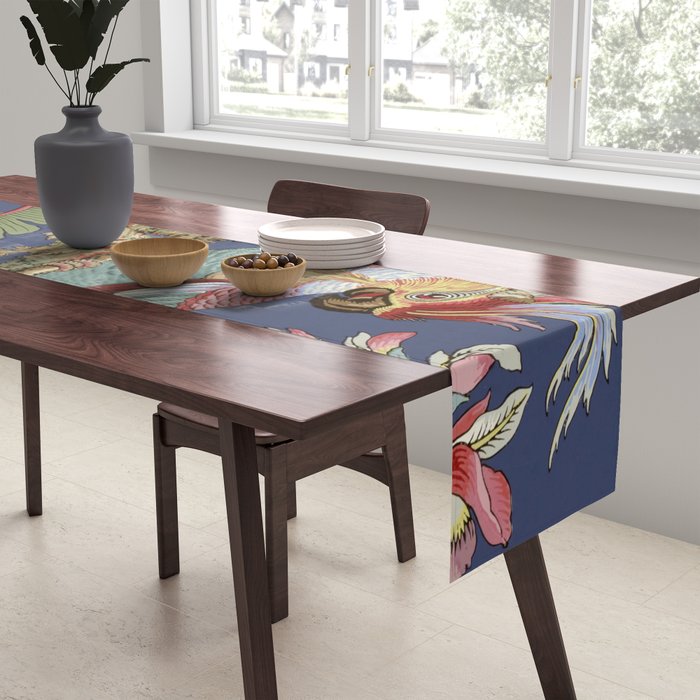 Classic Antique Floral Bird Pattern Table Runner Gallery Image 2
