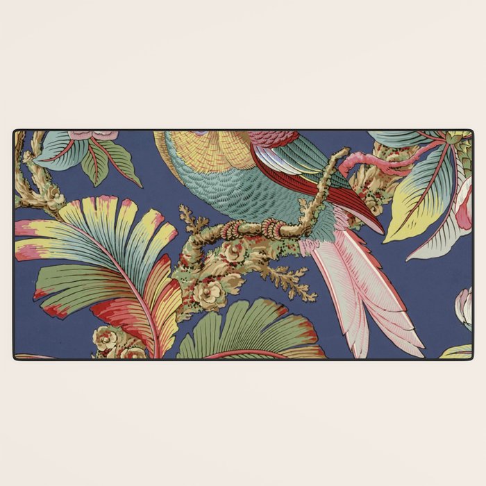 Classic Antique Floral Bird Pattern Desk Mat Gallery Image 3