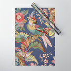 Classic Antique Floral Bird Pattern Wrapping Paper Gallery Image 1