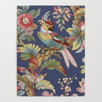 Classic Antique Floral Bird Pattern Poster Gallery Image 4