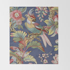 Classic Antique Floral Bird Pattern Throw Blanket Gallery Image 2