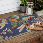 Classic Antique Floral Bird Pattern Outdoor Rug Gallery Image 2