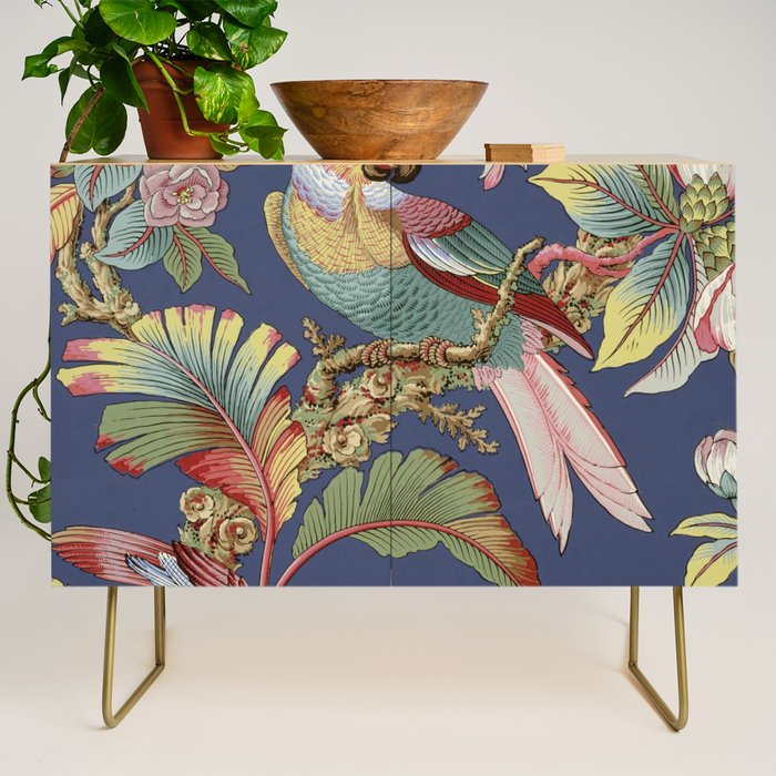 Classic Antique Floral Bird Pattern Credenza Gallery Image 1