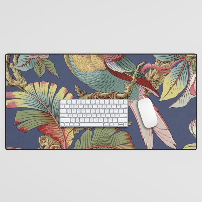 Classic Antique Floral Bird Pattern Desk Mat Gallery Image 1