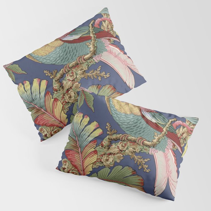 Classic Antique Floral Bird Pattern Pillow Sham Gallery Image 1