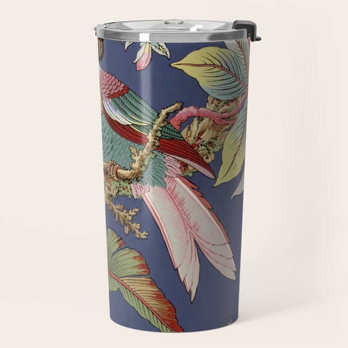 Classic Antique Floral Bird Pattern Travel Mug Gallery Image 2