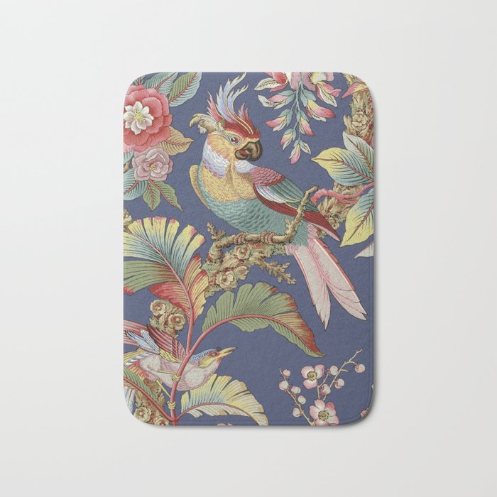 Classic Antique Floral Bird Pattern Bath Mat Gallery Image 1
