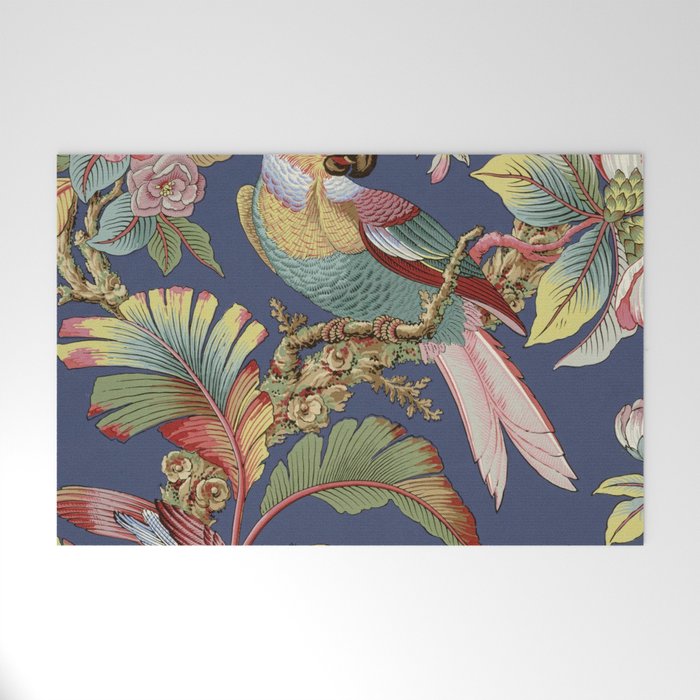 Classic Antique Floral Bird Pattern Welcome Mat Gallery Image 1