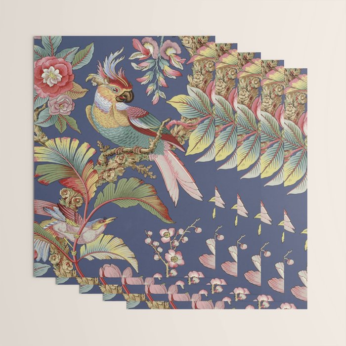 Classic Antique Floral Bird Pattern Wrapping Paper Gallery Image 3