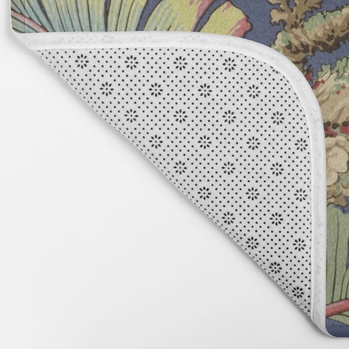 Classic Antique Floral Bird Pattern Bath Mat Gallery Image 2
