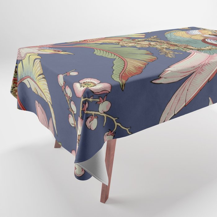 Classic Antique Floral Bird Pattern Tablecloth Gallery Image 1
