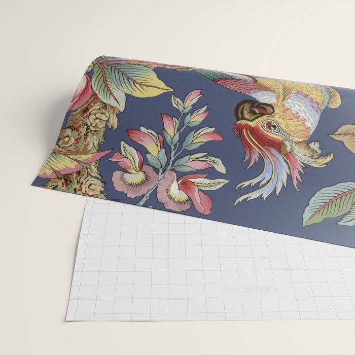 Classic Antique Floral Bird Pattern Wrapping Paper Gallery Image 2