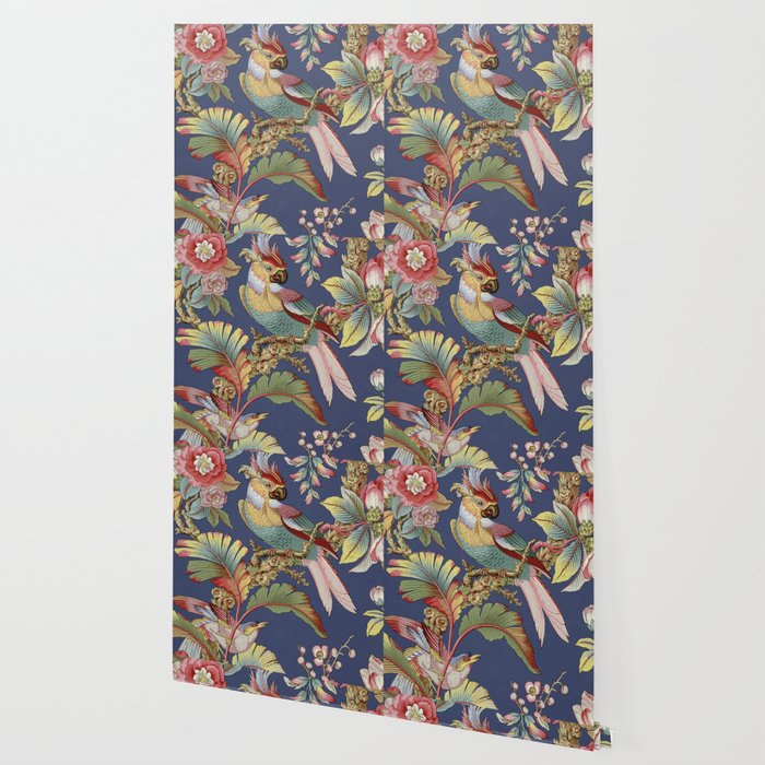 Classic Antique Floral Bird Pattern Wallpaper Gallery Image 2