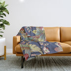 Classic Antique Floral Bird Pattern Throw Blanket Gallery Image 1