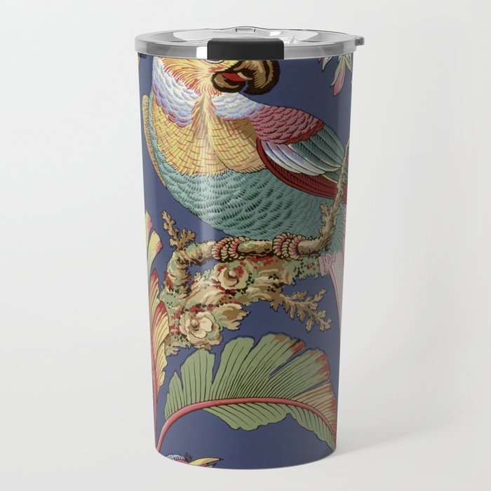Classic Antique Floral Bird Pattern Travel Mug Gallery Image 1