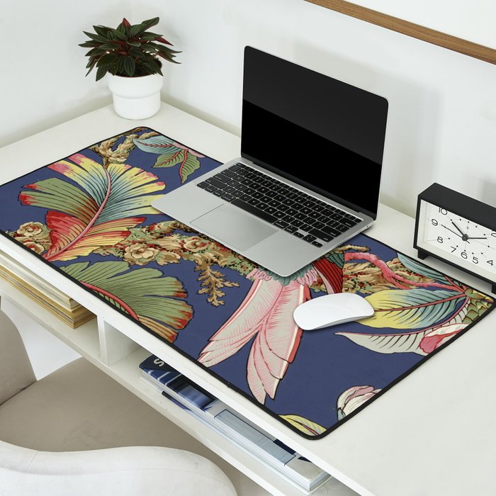 Classic Antique Floral Bird Pattern Desk Mat Gallery Image 2