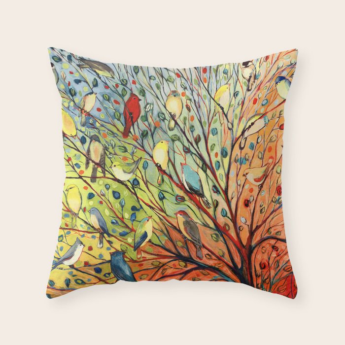 27 Birds Throw Pillow Gallery Image 1