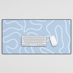 Light Blue Squiggle Maze Abstract Pastel Pattern  Desk Mat Gallery Image 1