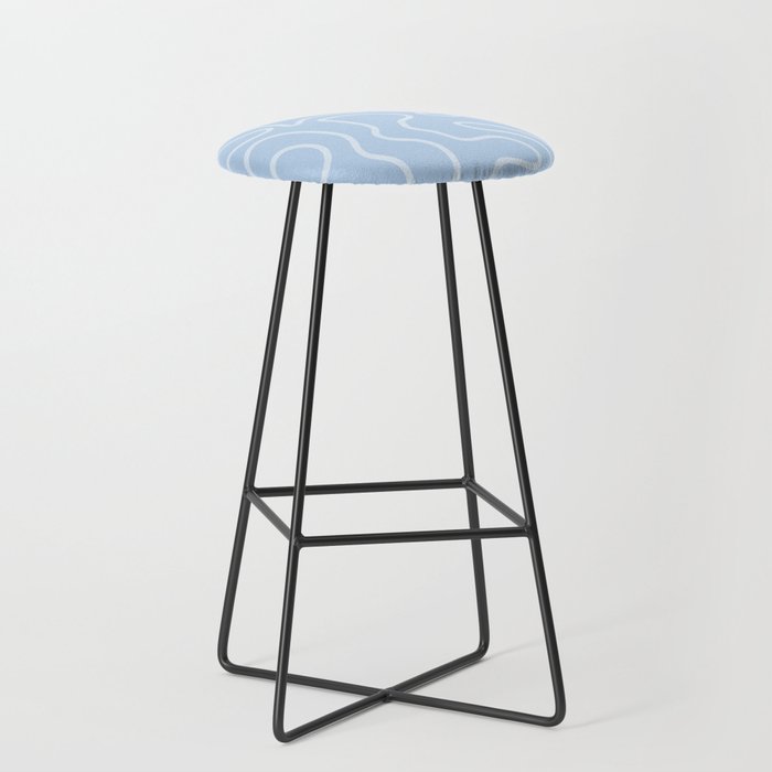 Light Blue Squiggle Maze Abstract Pastel Pattern  Stool Gallery Image 1