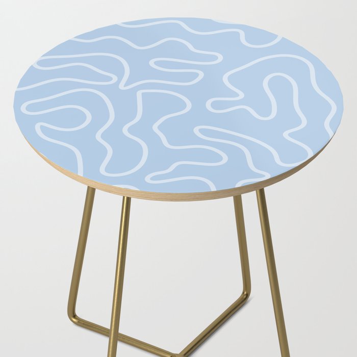 Light Blue Squiggle Maze Abstract Pastel Pattern  Side Table Gallery Image 2