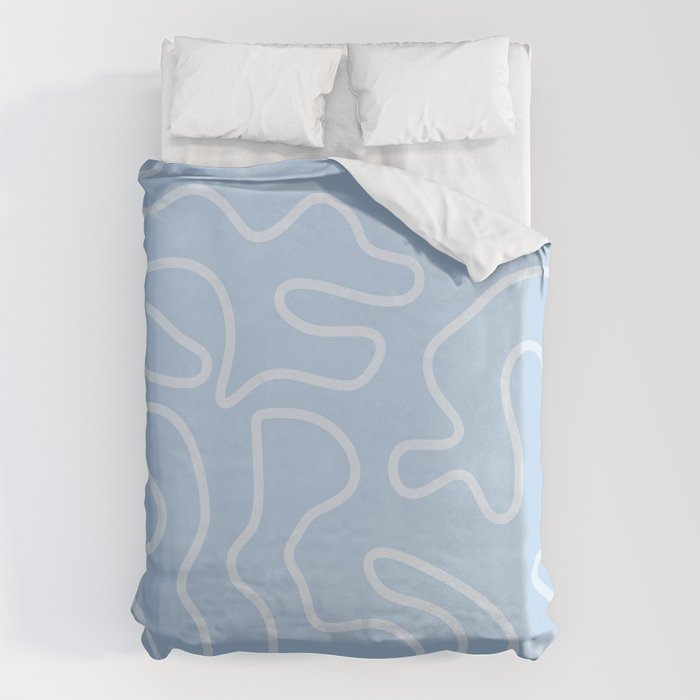 Light Blue Squiggle Maze Abstract Pastel Pattern  Duvet Cover Gallery Image 6